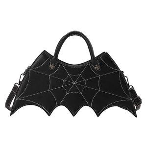 Bat and Spider Web Purse Shoulder Cross Body Bag. Gothic Halloween Purse
